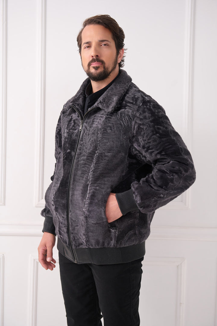 Veste bomber pour homme en agneau persan