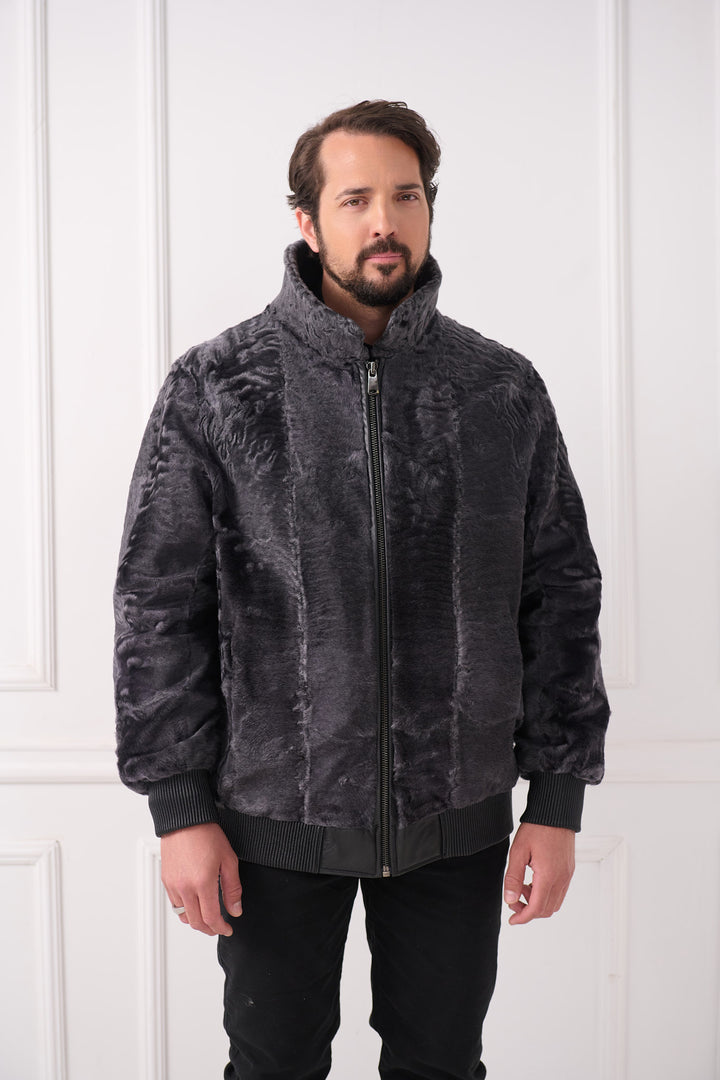 Veste bomber pour homme en agneau persan