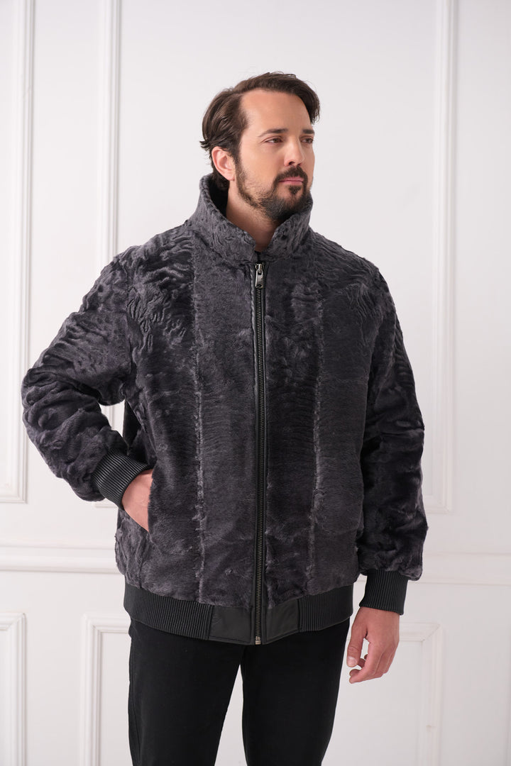 Veste bomber pour homme en agneau persan