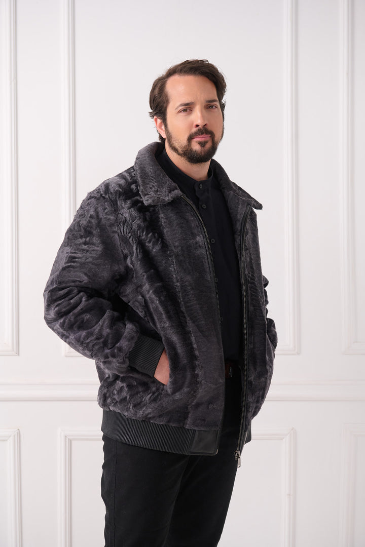 Veste bomber pour homme en agneau persan