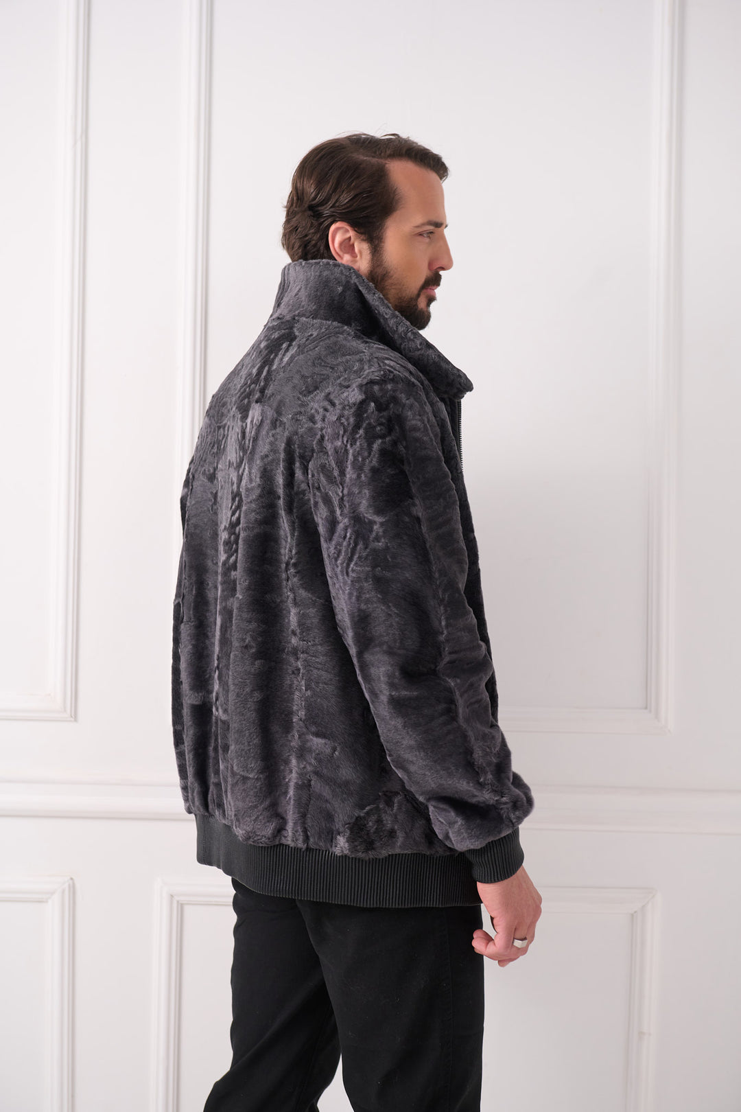 Veste bomber pour homme en agneau persan