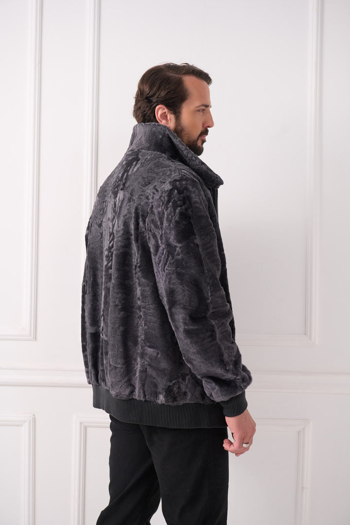 Veste bomber pour homme en agneau persan