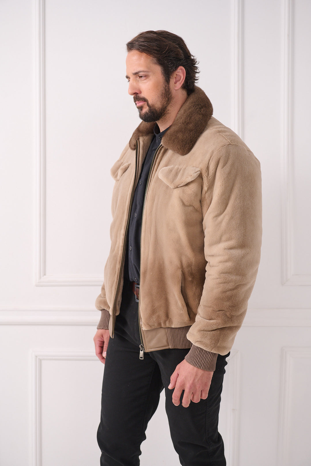Veste Bomber Partagée en Vison pour Homme