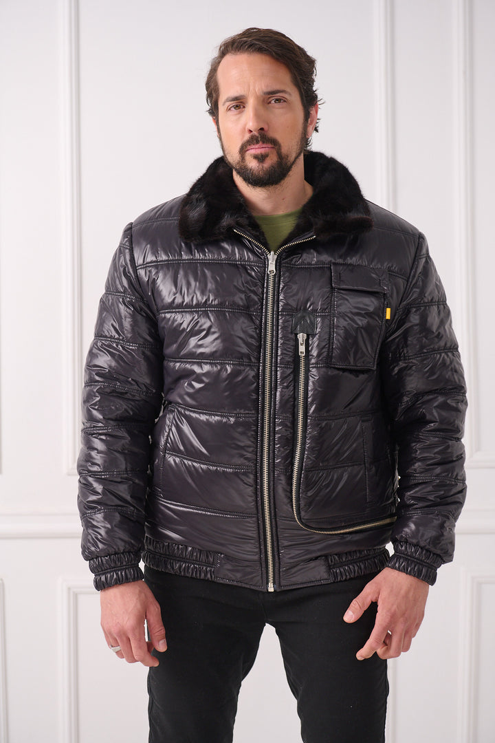 Veste aviateur réversible en vison pour homme