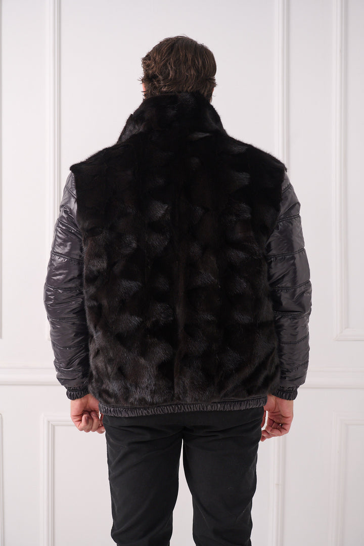 Veste aviateur réversible en vison pour homme