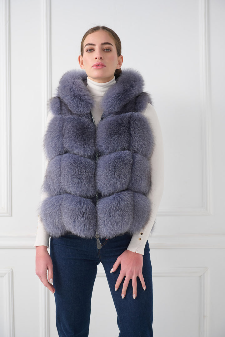 Short Hooded Fox Vest