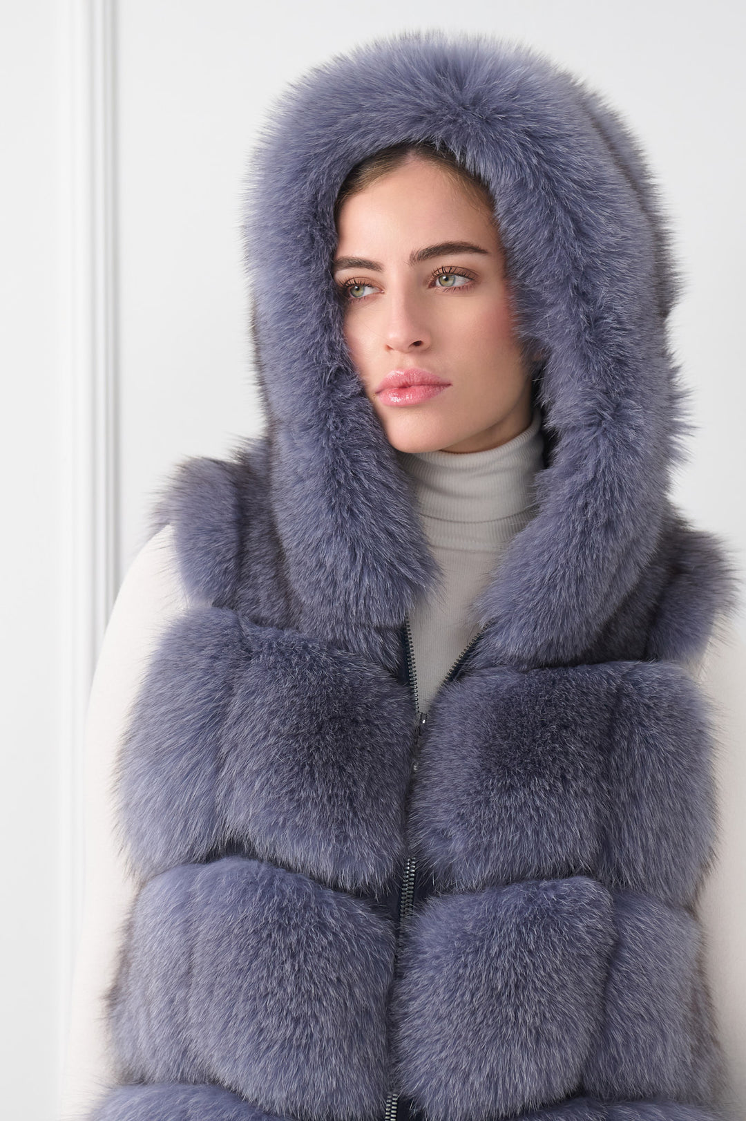 Short Hooded Fox Vest