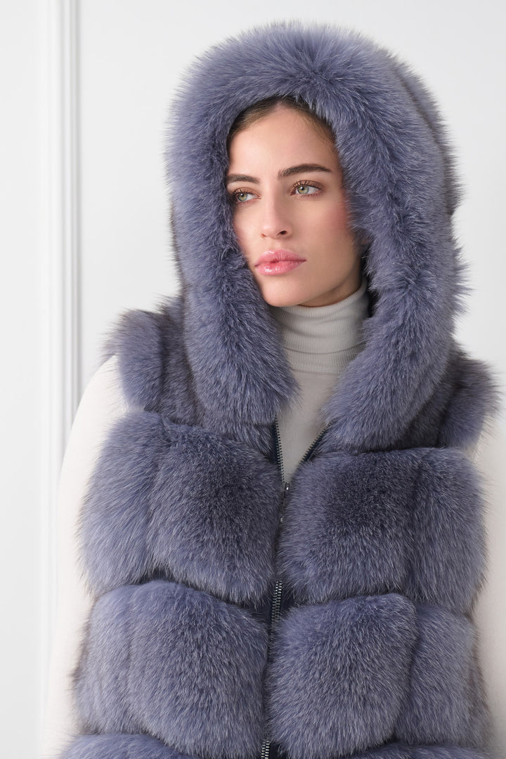 Short Hooded Fox Vest