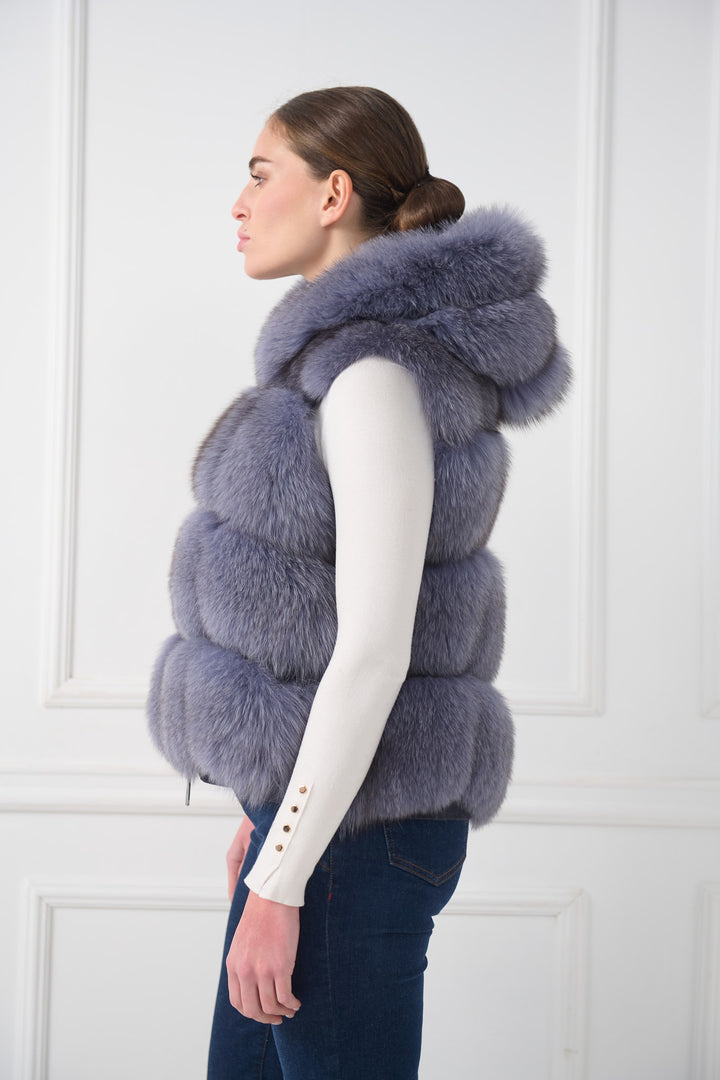 Short Hooded Fox Vest