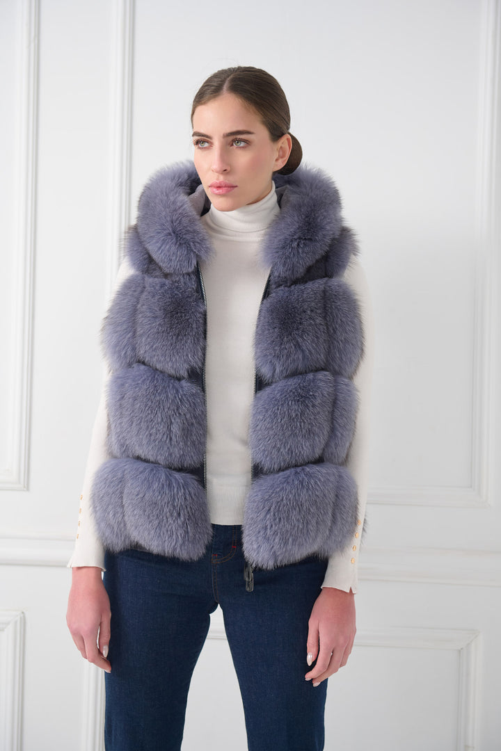 Short Hooded Fox Vest