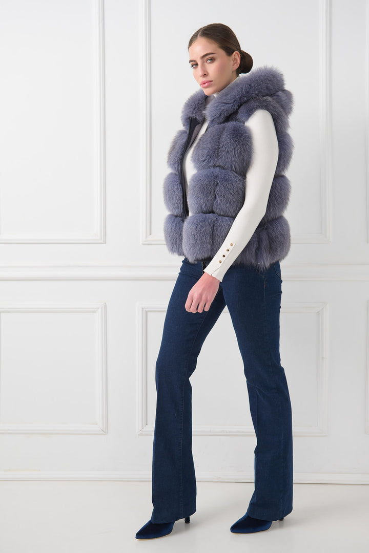 Short Hooded Fox Vest