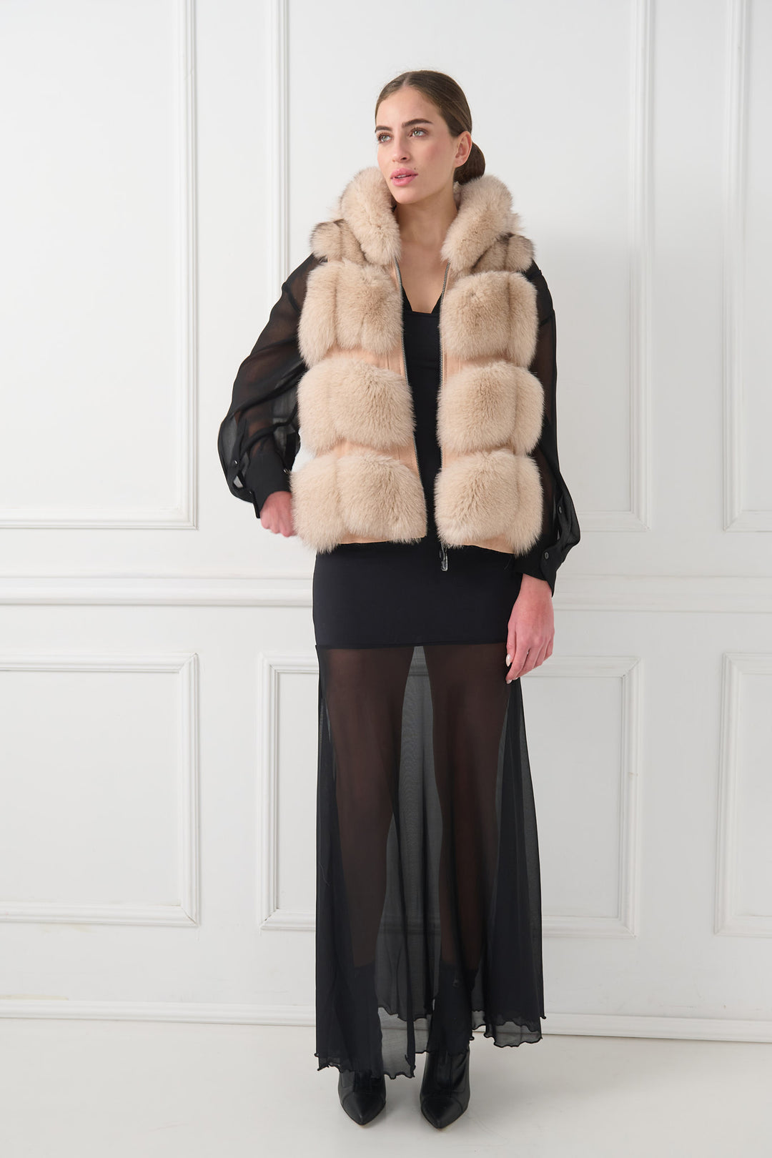 Short Hooded Fox Vest
