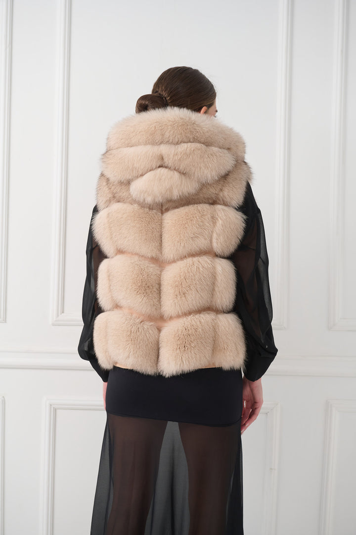 Short Hooded Fox Vest