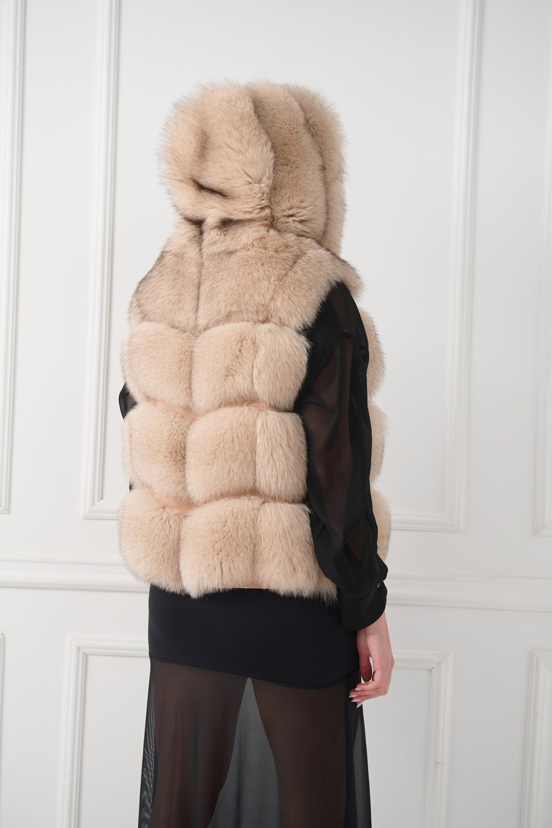 Short Hooded Fox Vest