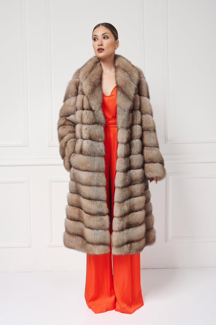 Exquisite Long Sable Coat with Lapels