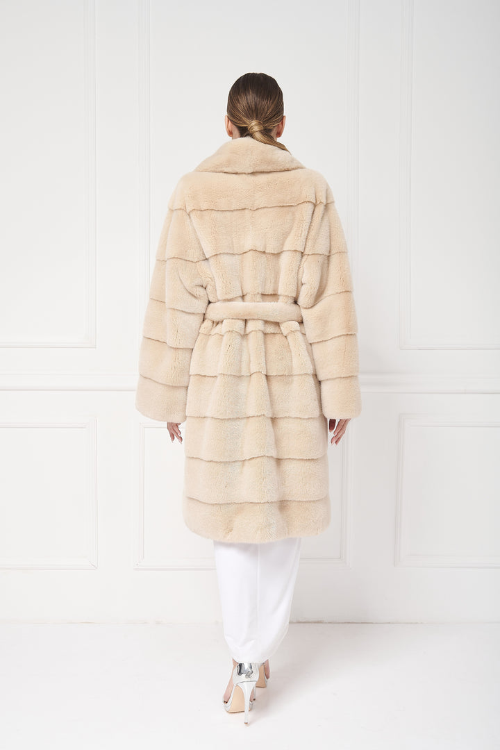 Midi mink coat with english lapels