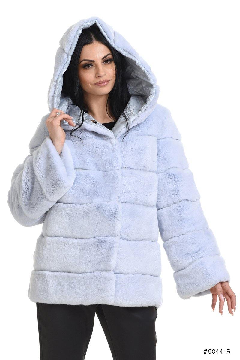 Reversible hooded Rex rabbit fur jacket - Manakas Frankfurt