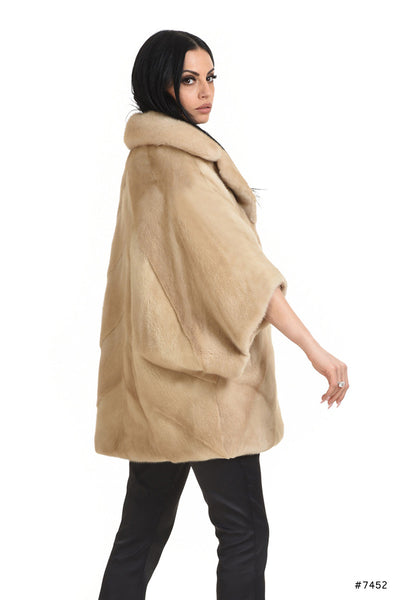 Mink cape with maxi collar