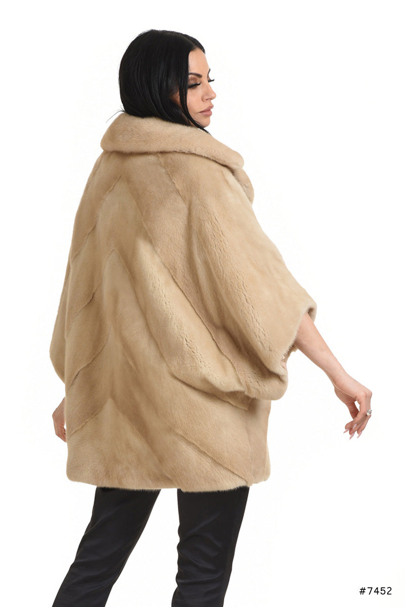 Mink cape with maxi collar
