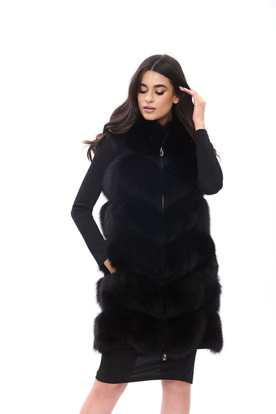 Elegant hooded fox vest
