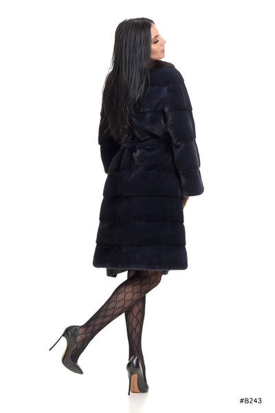 Casual chic mink coat with sable collar - Manakas Frankfurt