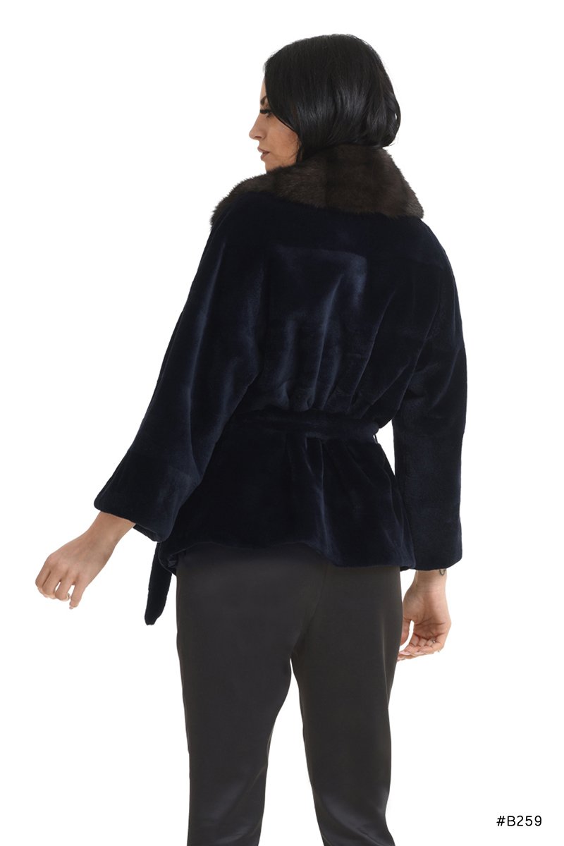 Classy sheared mink jacket with sable collar - Manakas Frankfurt