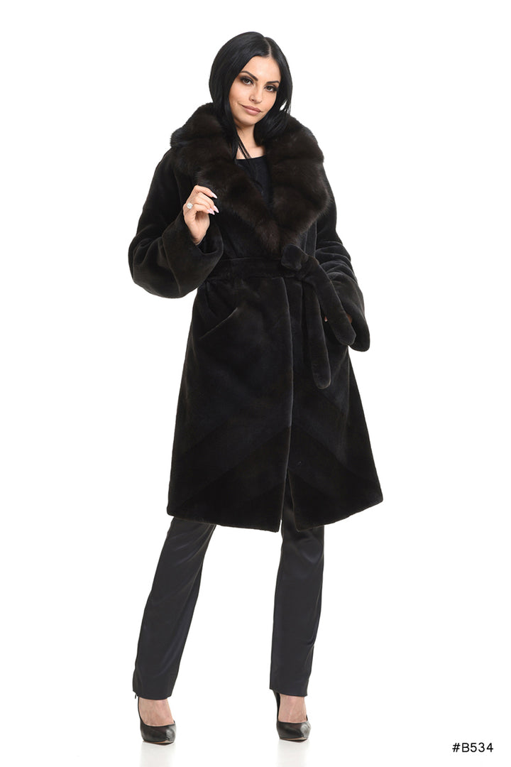Exclusive sheared mink coat with sable english collar