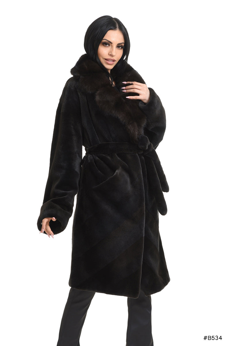 Exclusive sheared mink coat with sable english collar