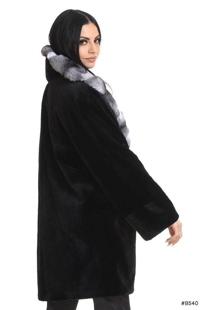Sheared mink coat with chinchilla collar - Manakas Frankfurt
