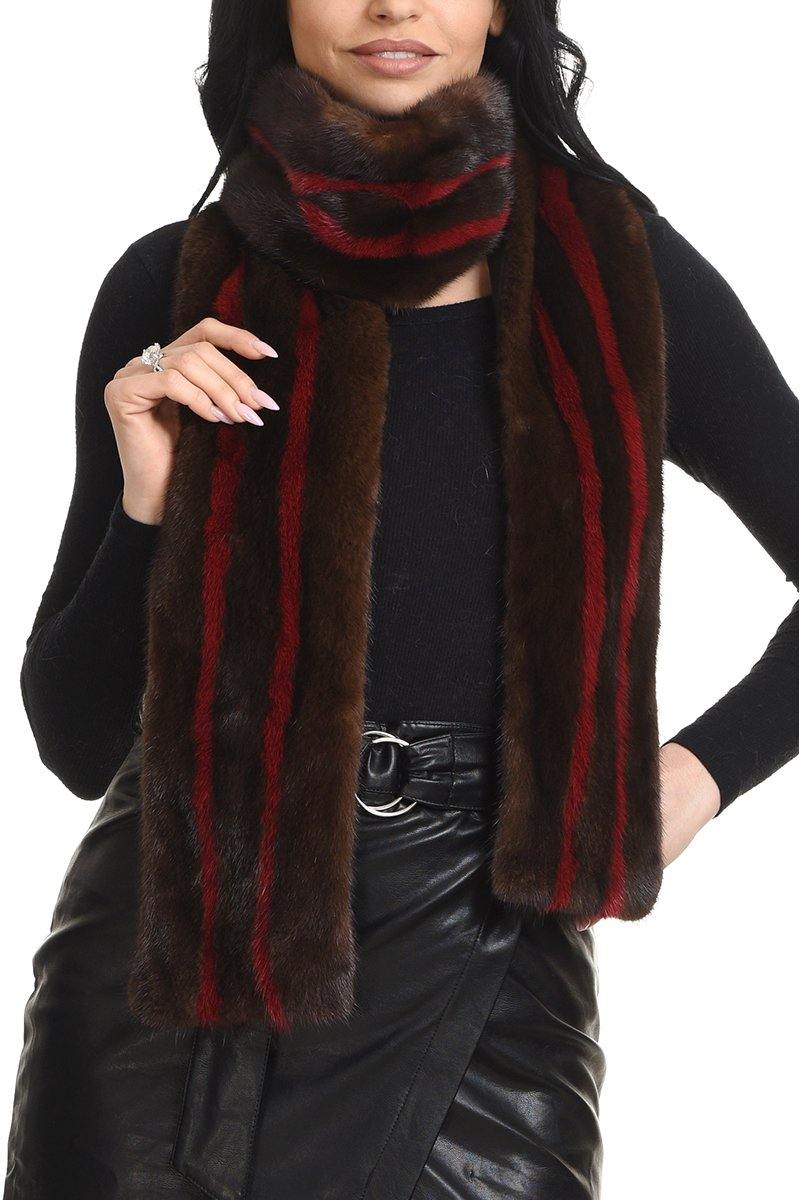 Mink scarf with small color contrast stripes - Manakas Frankfurt