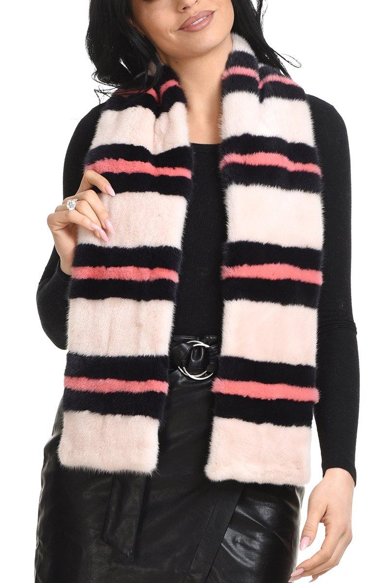 Colorful mink scarf with stripes design - Manakas Frankfurt