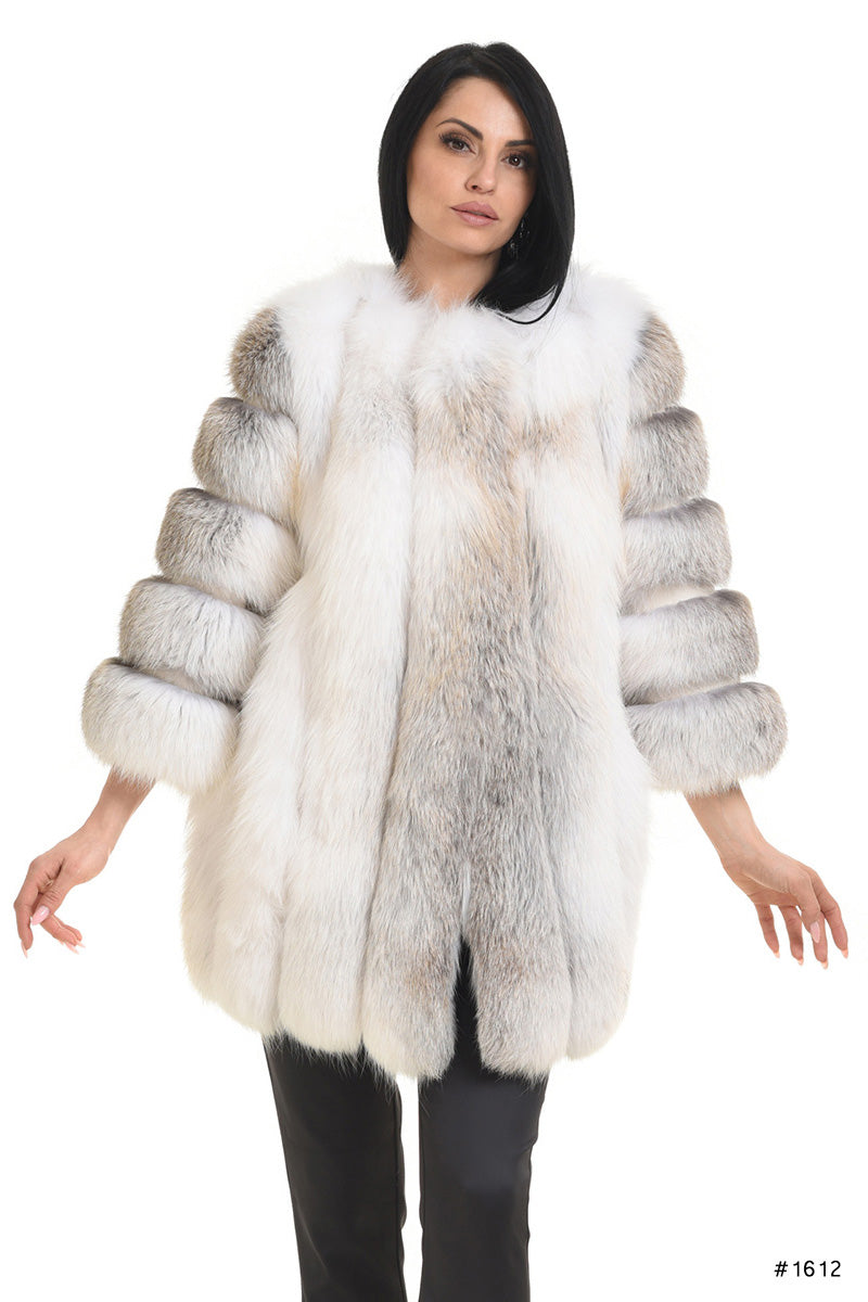 Unique jacket made from fawn light fox fur