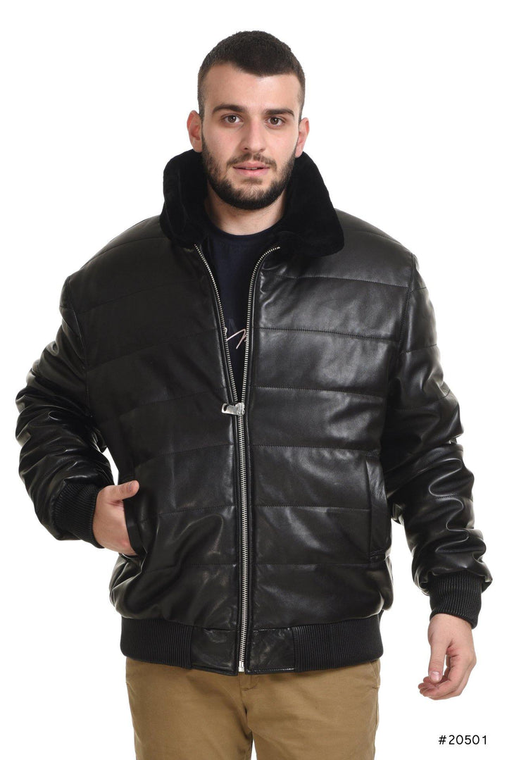 Men's reversible mink and leather bomber jacket - Manakas Frankfurt