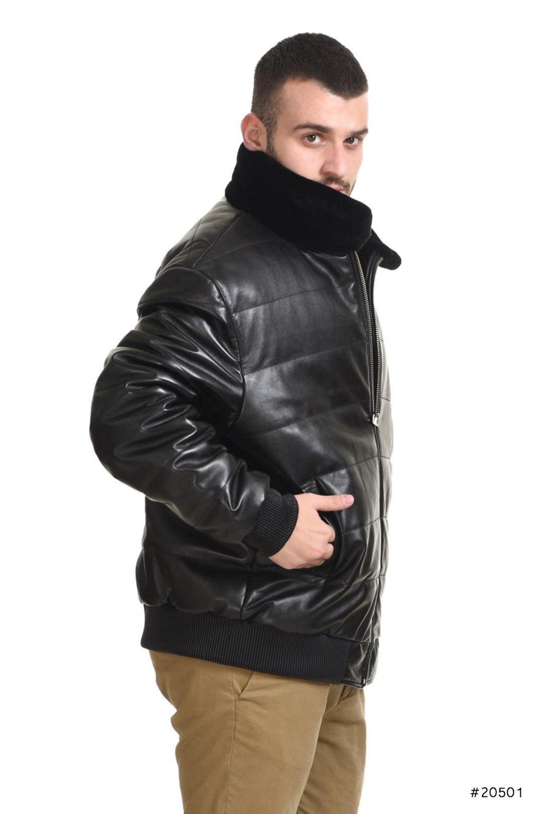 Men's reversible mink and leather bomber jacket - Manakas Frankfurt