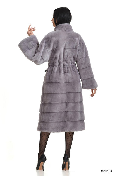 Long mink coat with leather belt - Manakas Frankfurt