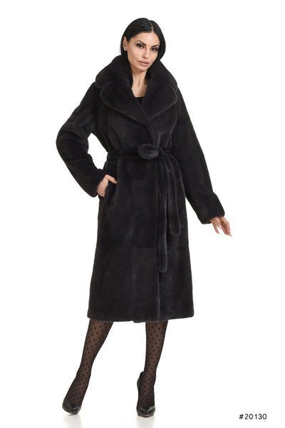 Classy mink coat with belt - Manakas Frankfurt