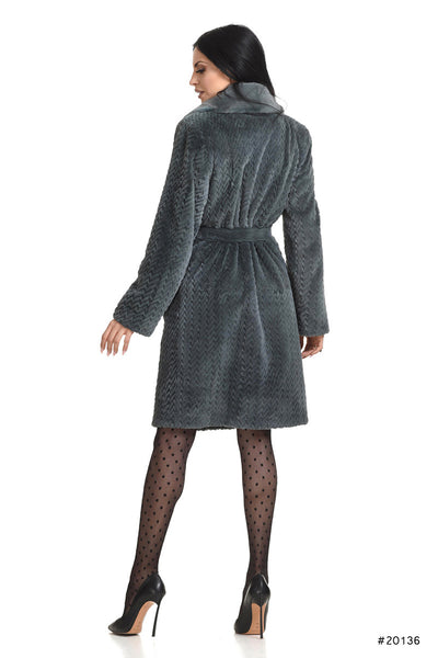Sheared mink trench coat with wool lasered effect