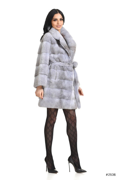 Glamorous mink coat with english collar mink belt - Manakas Frankfurt