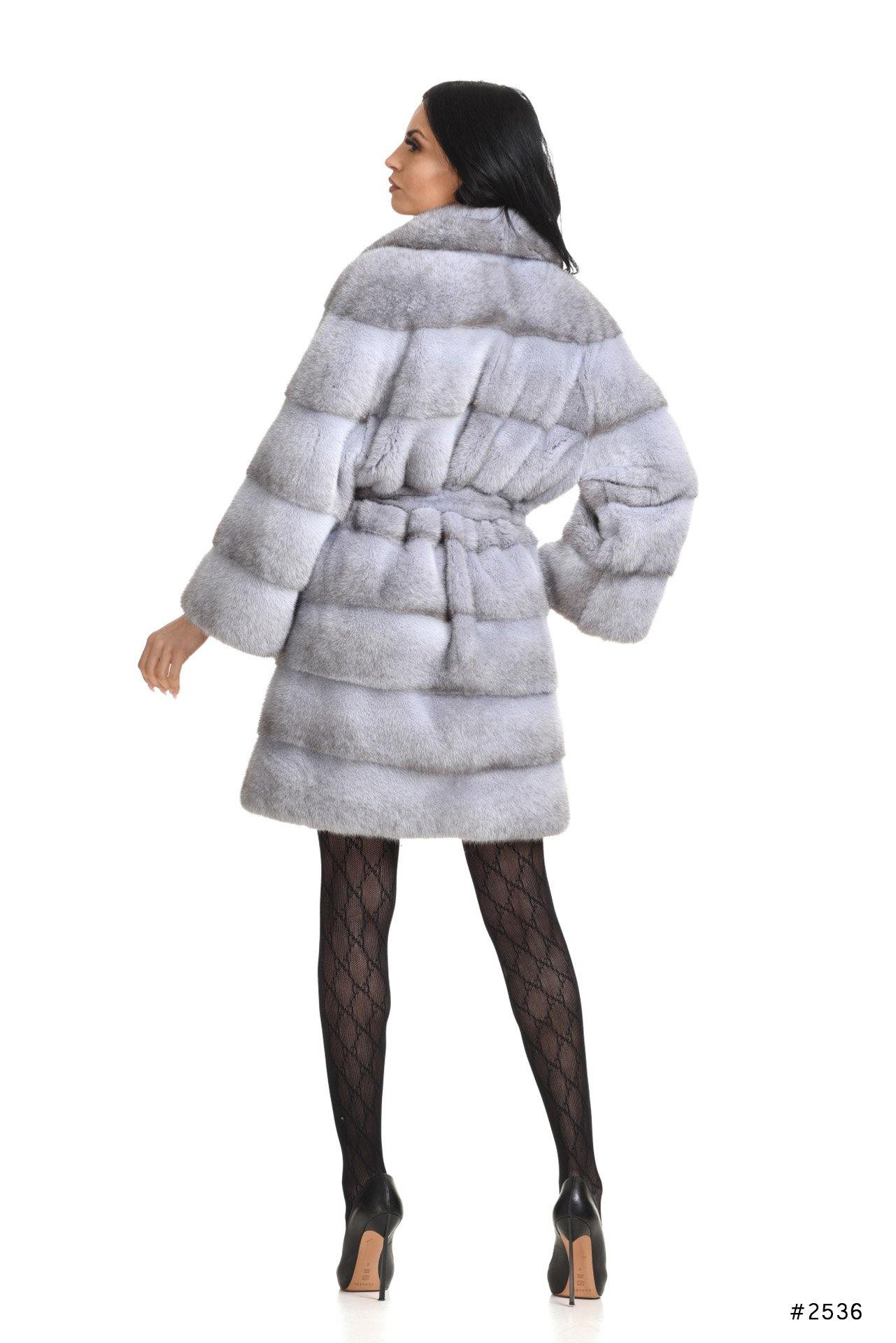 Glamorous mink coat with english collar mink belt - Manakas Frankfurt