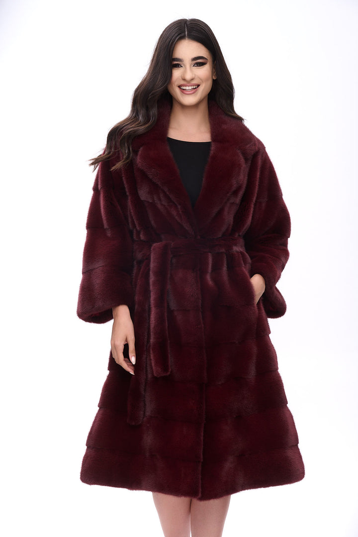 Midi mink coat with english lapels