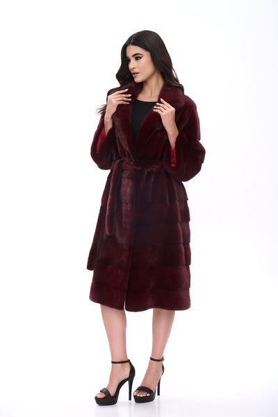 Midi mink coat with english lapels