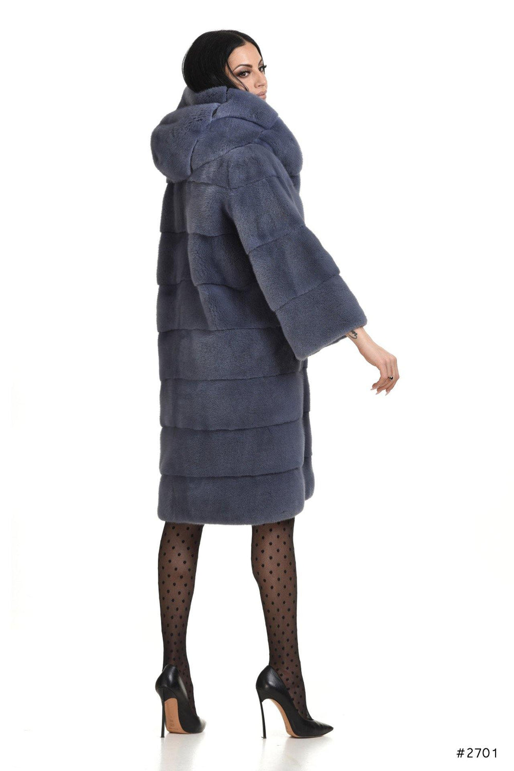 Casual hooded mink coat with stand up collar - Manakas Frankfurt