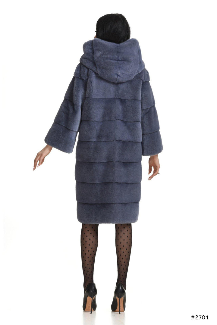 Casual hooded mink coat with stand up collar - Manakas Frankfurt