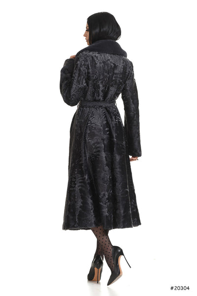 Persian lamb coat with mink english collar