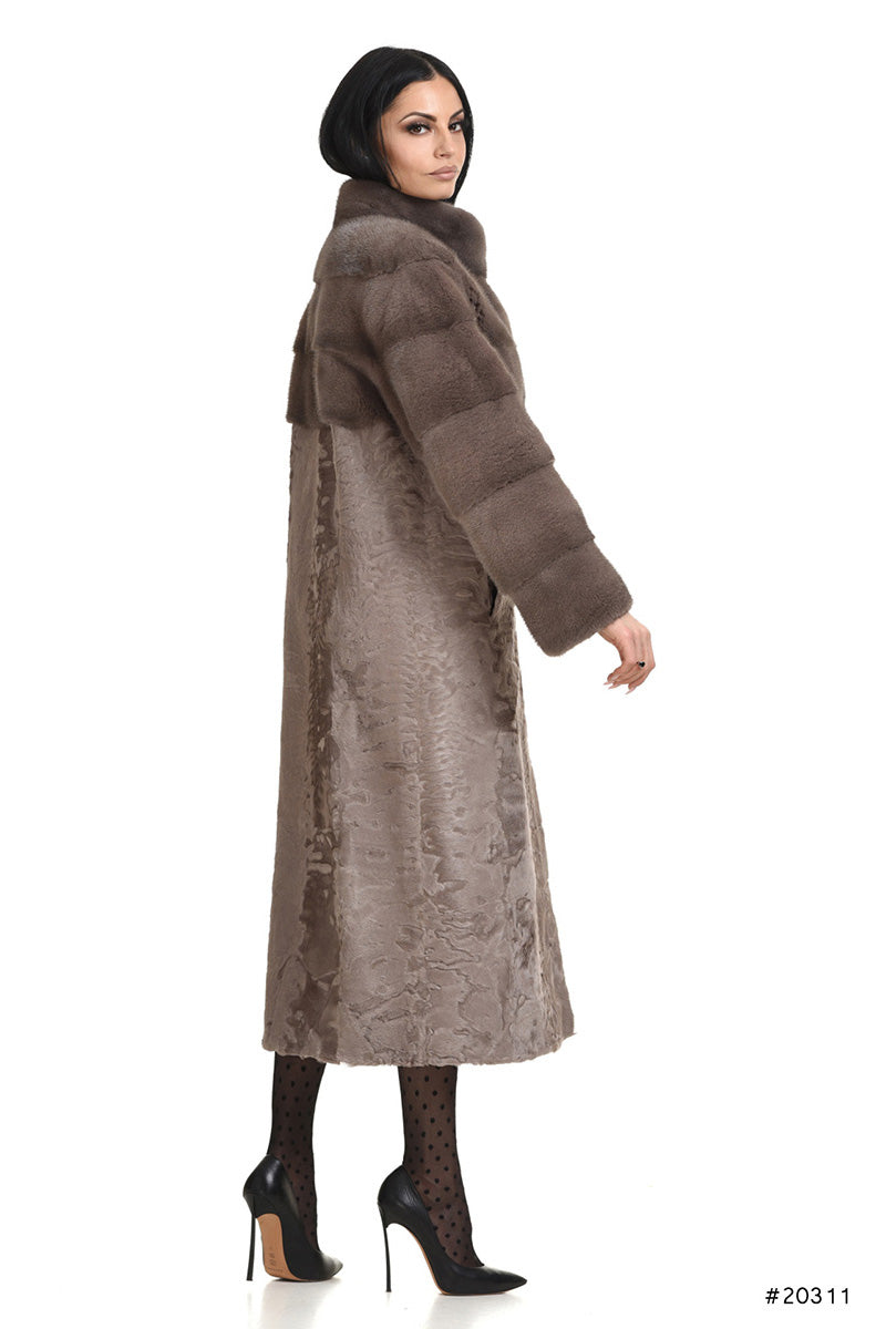 Эксклюзивная длинная норка и персидское ягненкое пальто