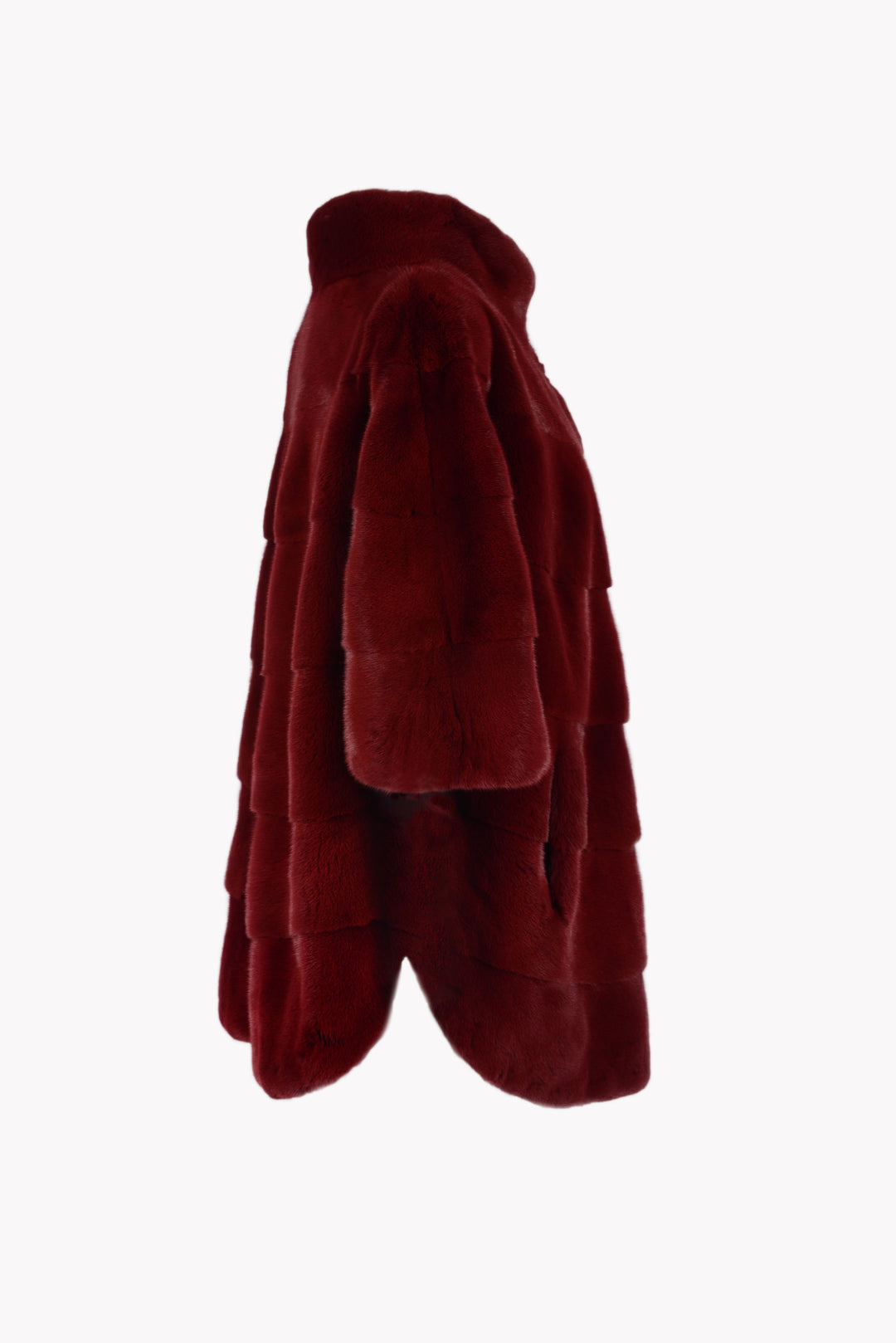 Oversize mink cape/jacket with stand up collar