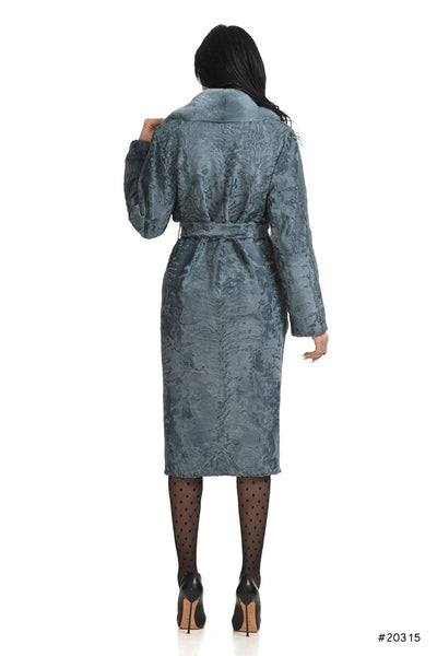 Persian lamb trench coat with mink collar