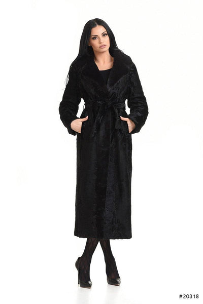 Long persian lamb coat with mink english collar - Manakas Frankfurt
