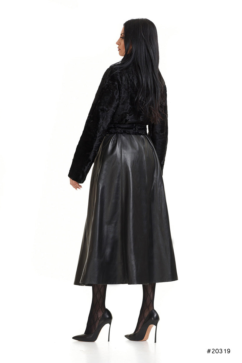 Exclusive long persian lamb and leather coat