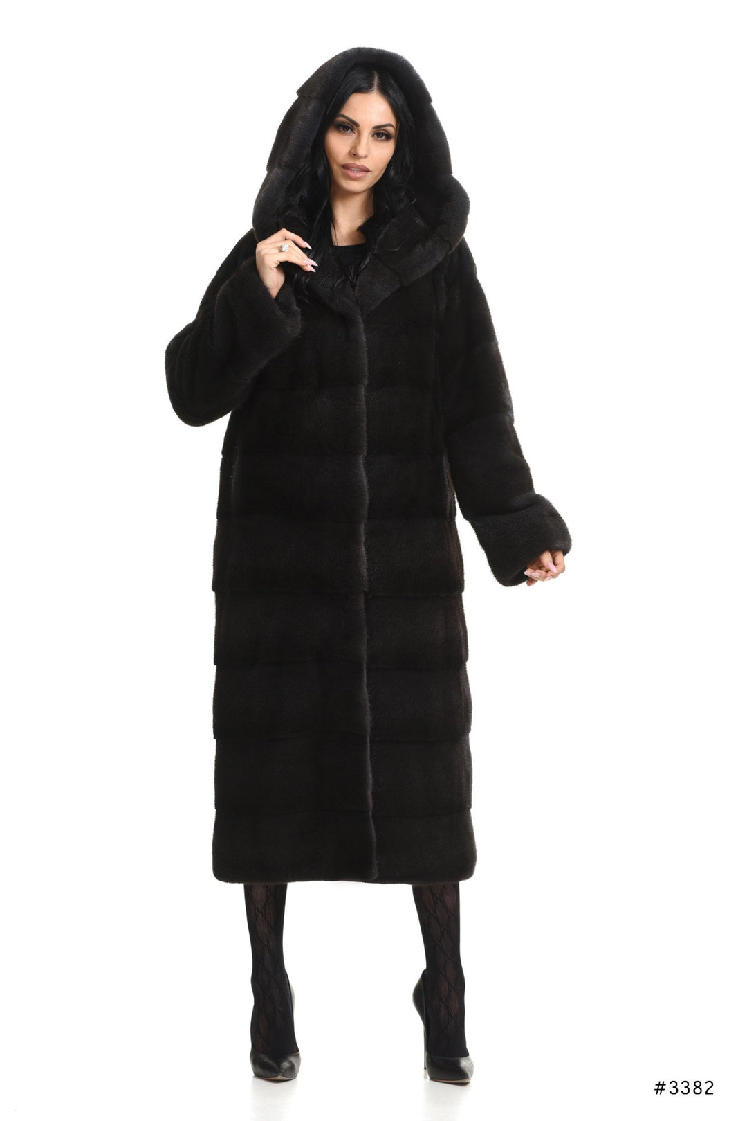 Basic hooded long mink coat - Manakas Frankfurt